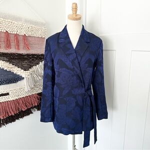 J. Crew Floral Jacquard Tie Blazer Navy Blue Sz S NWT